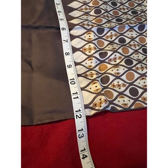 MCM Francesca di Roma silk scarf geometric lattice pattern chocolate brown Italy - Picture 8 of 8